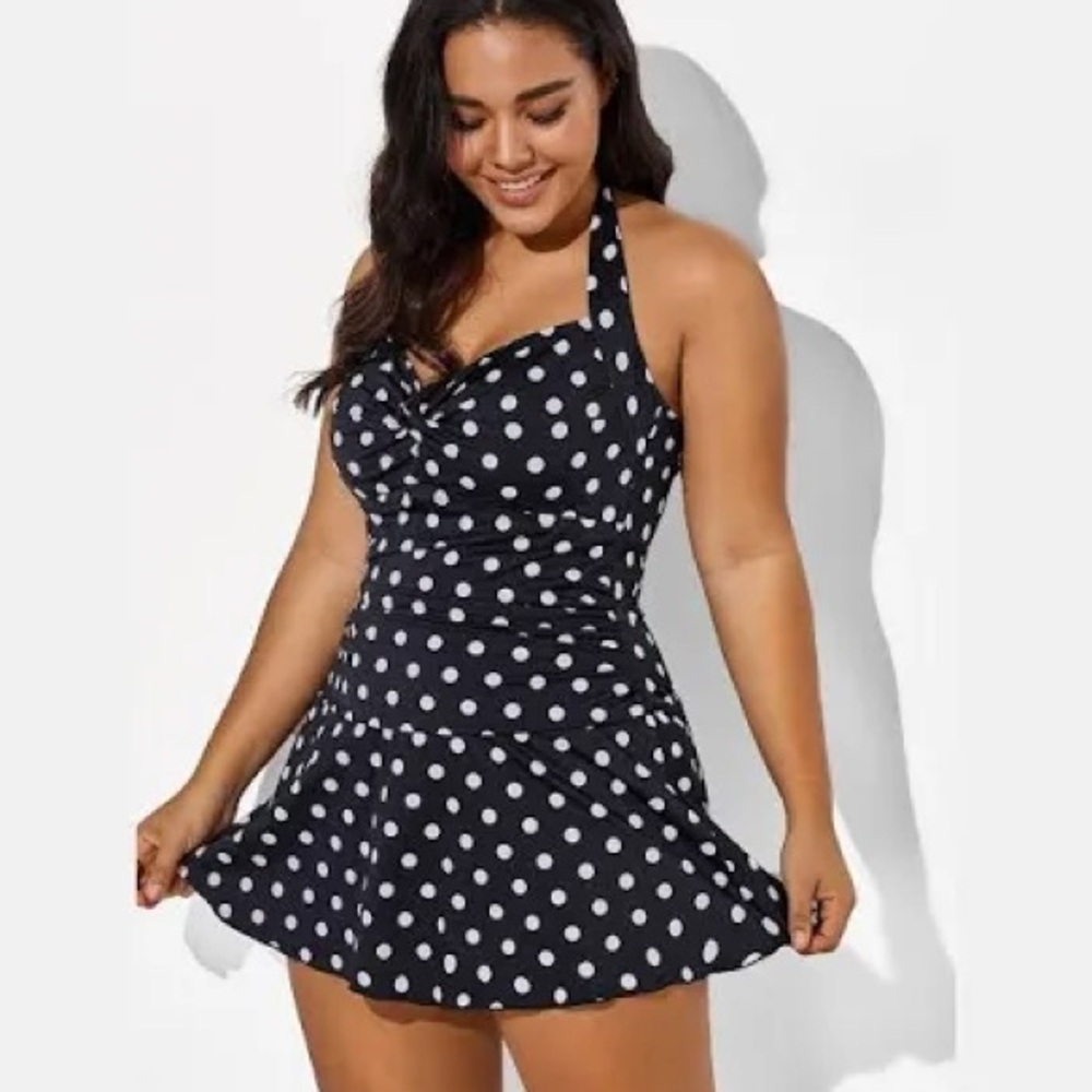 NWT🌴Polka Dot Halter One Piece Swim Dress 🌴Size 26W
